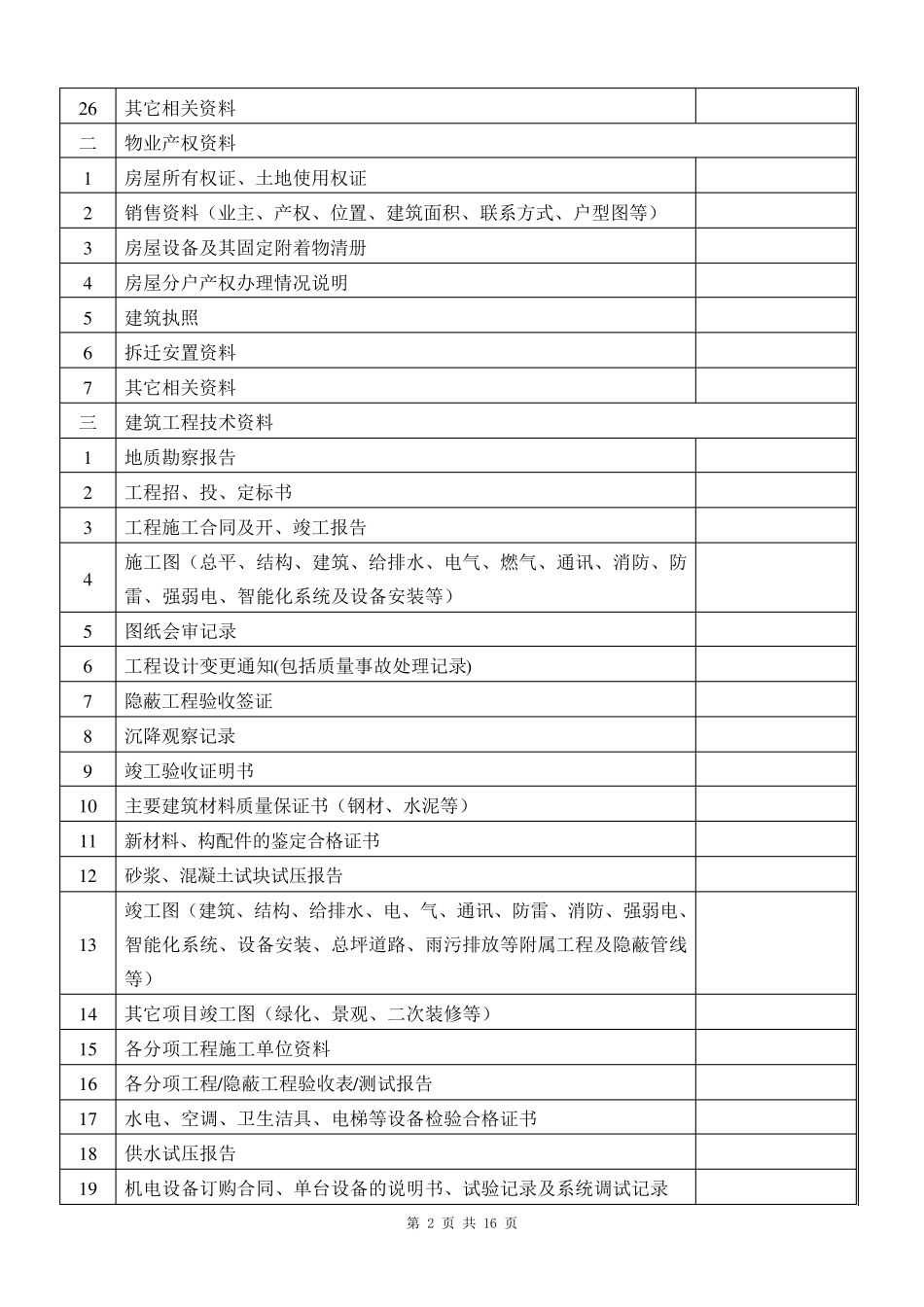 承接查验移交资料清单及协议_第2页