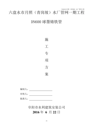 承插式球墨铸铁管安装施工方案