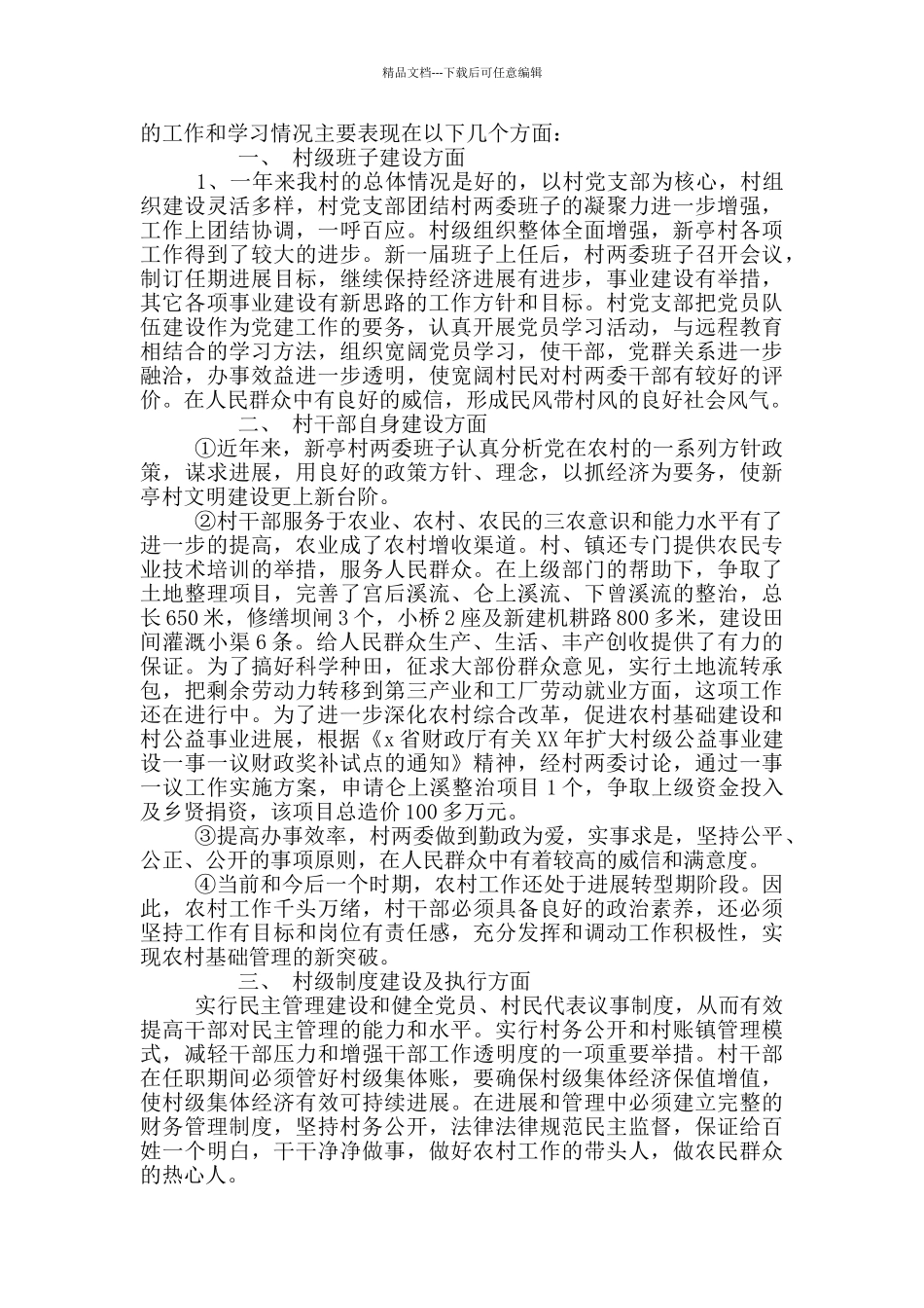 有关村主任任期内的工作总结2024年五篇_第3页