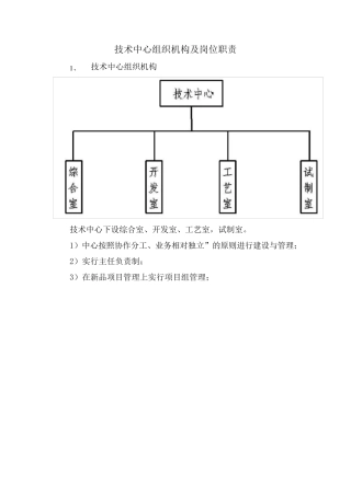 技术中心组织机构及岗位职责