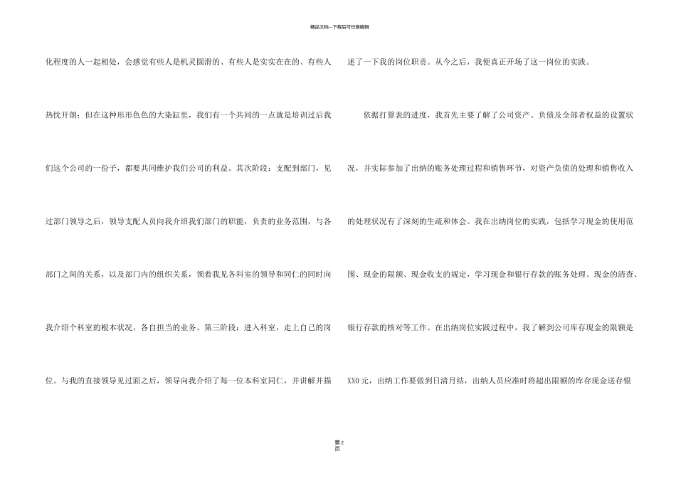 有关毕业出纳实习报告4篇_第2页