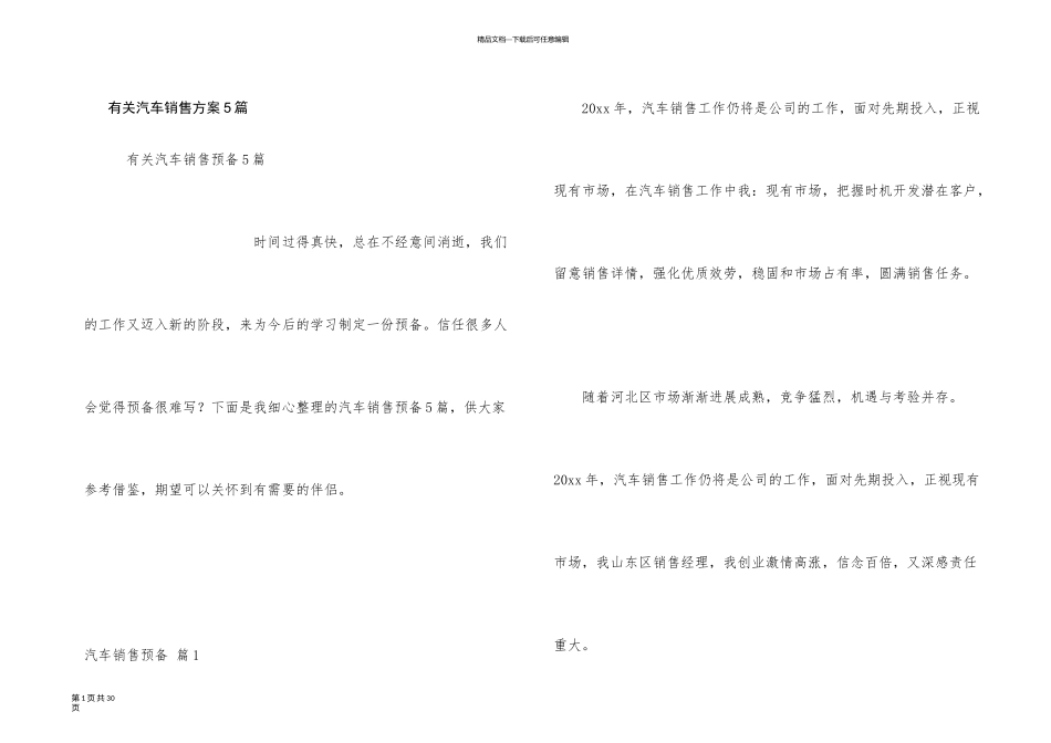 有关汽车销售计划5篇_第1页