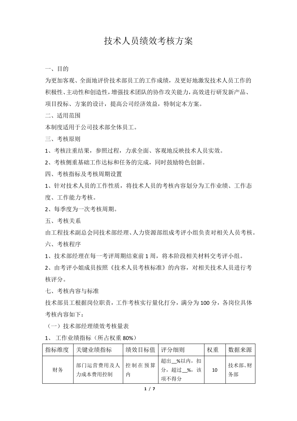 技术人员绩效考核方案_第1页