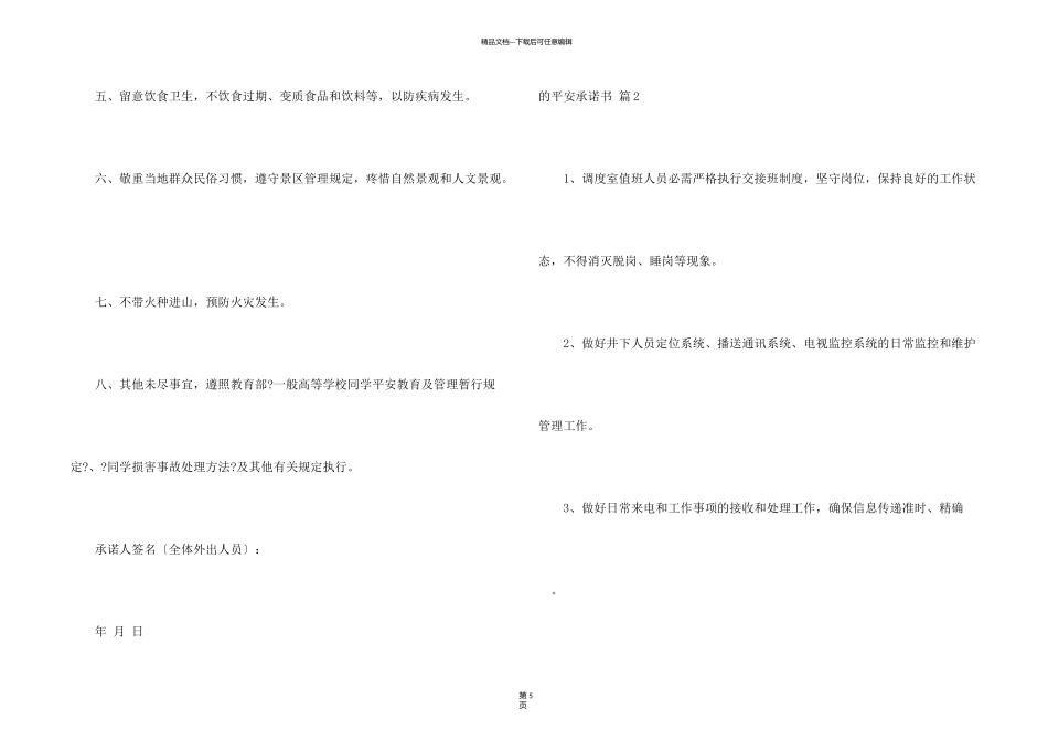 有关的安全承诺书模板5篇_第2页