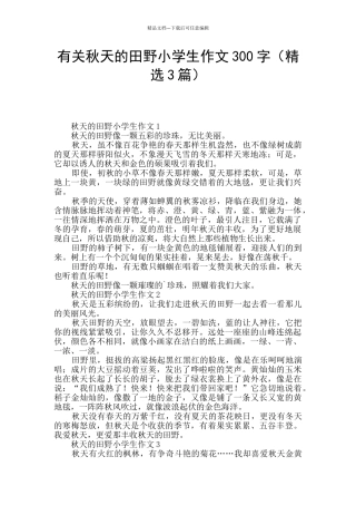 有关秋天的田野小学生作文300字