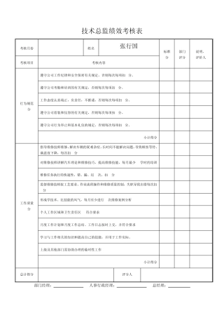 技术总监等考核标准