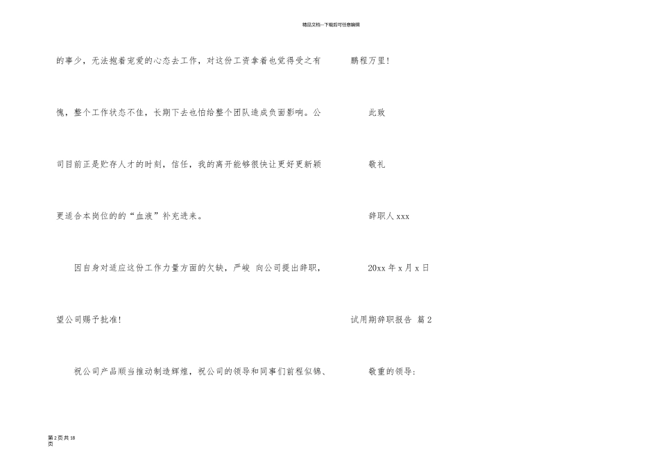 有关试用期辞职报告集锦9篇_第2页