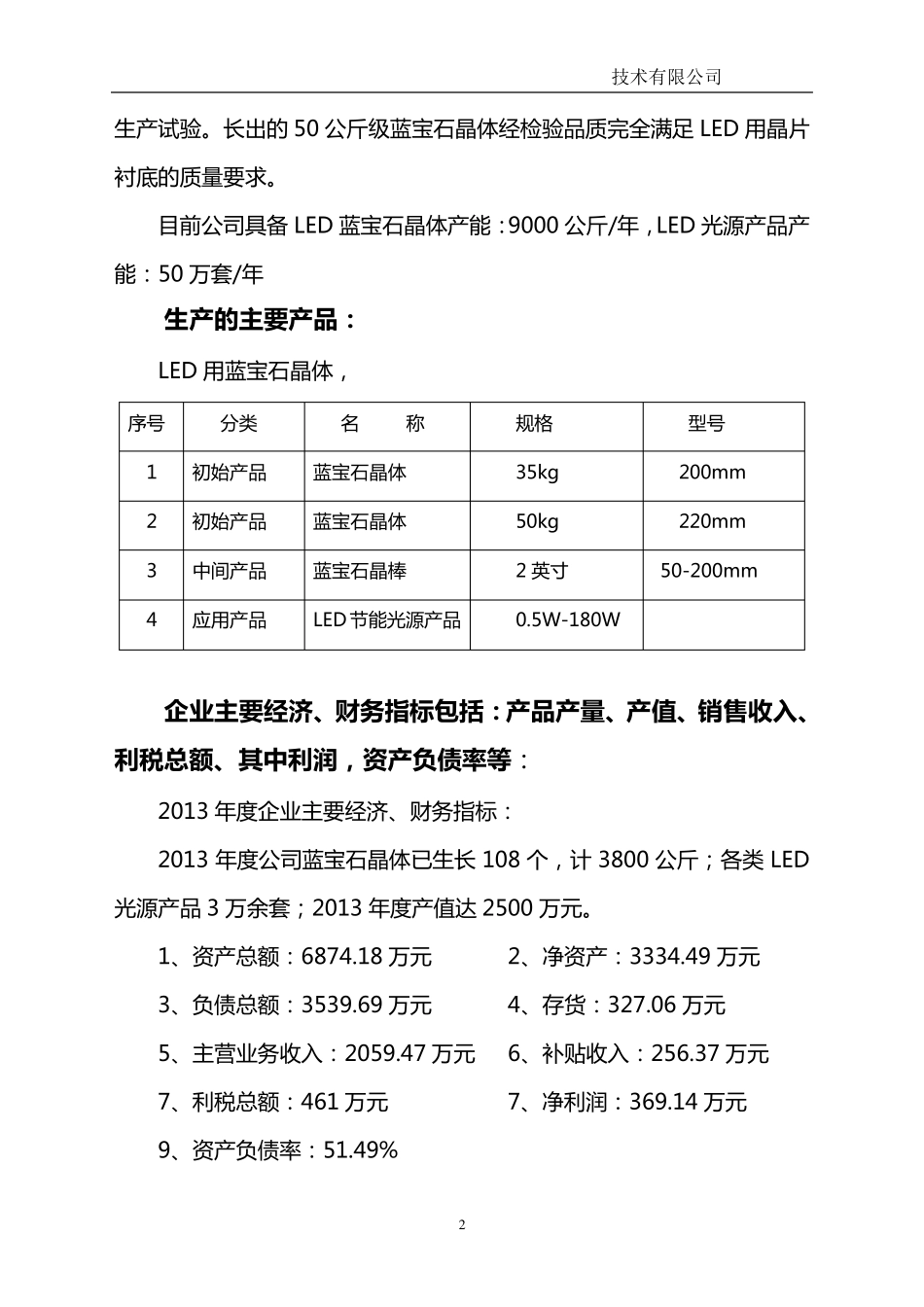 技术改造项目资金申请报告书_第2页