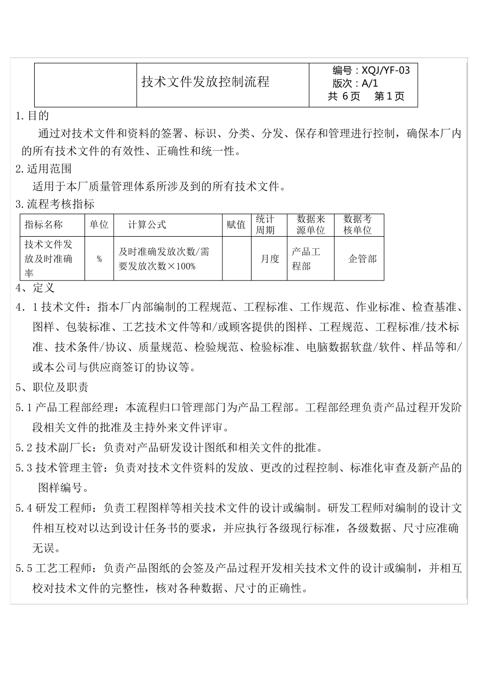 技术文件发放控制流程_第1页