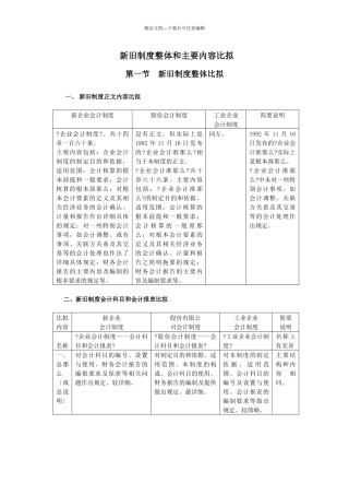 有关财务知识的新旧内容比较