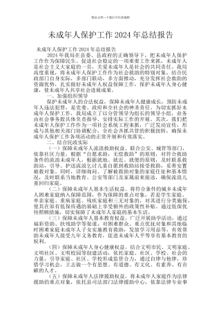 未成年人保护工作2024年总结报告