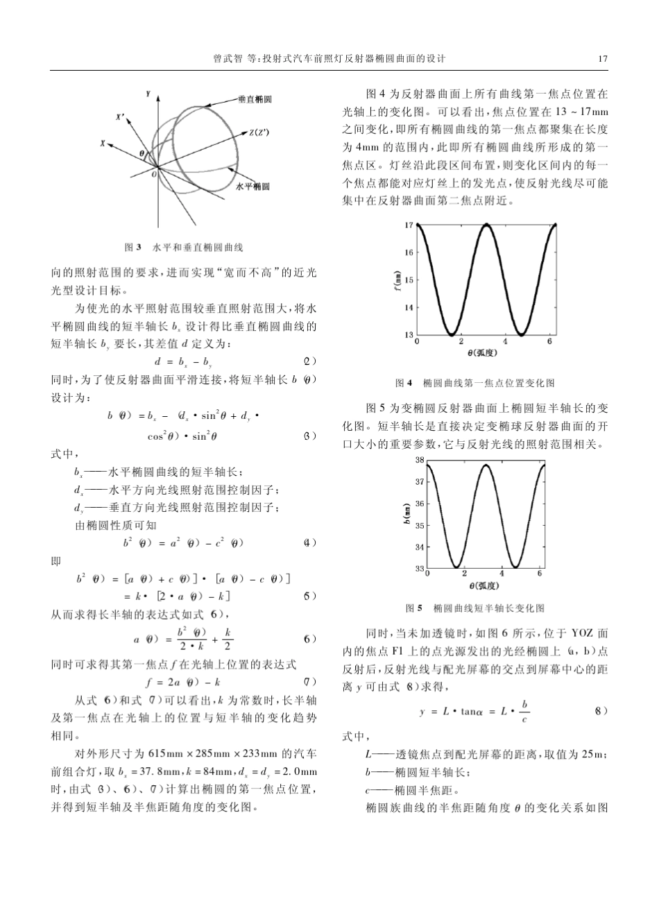 投射式汽车前照灯反射器椭圆曲面的设计_第3页