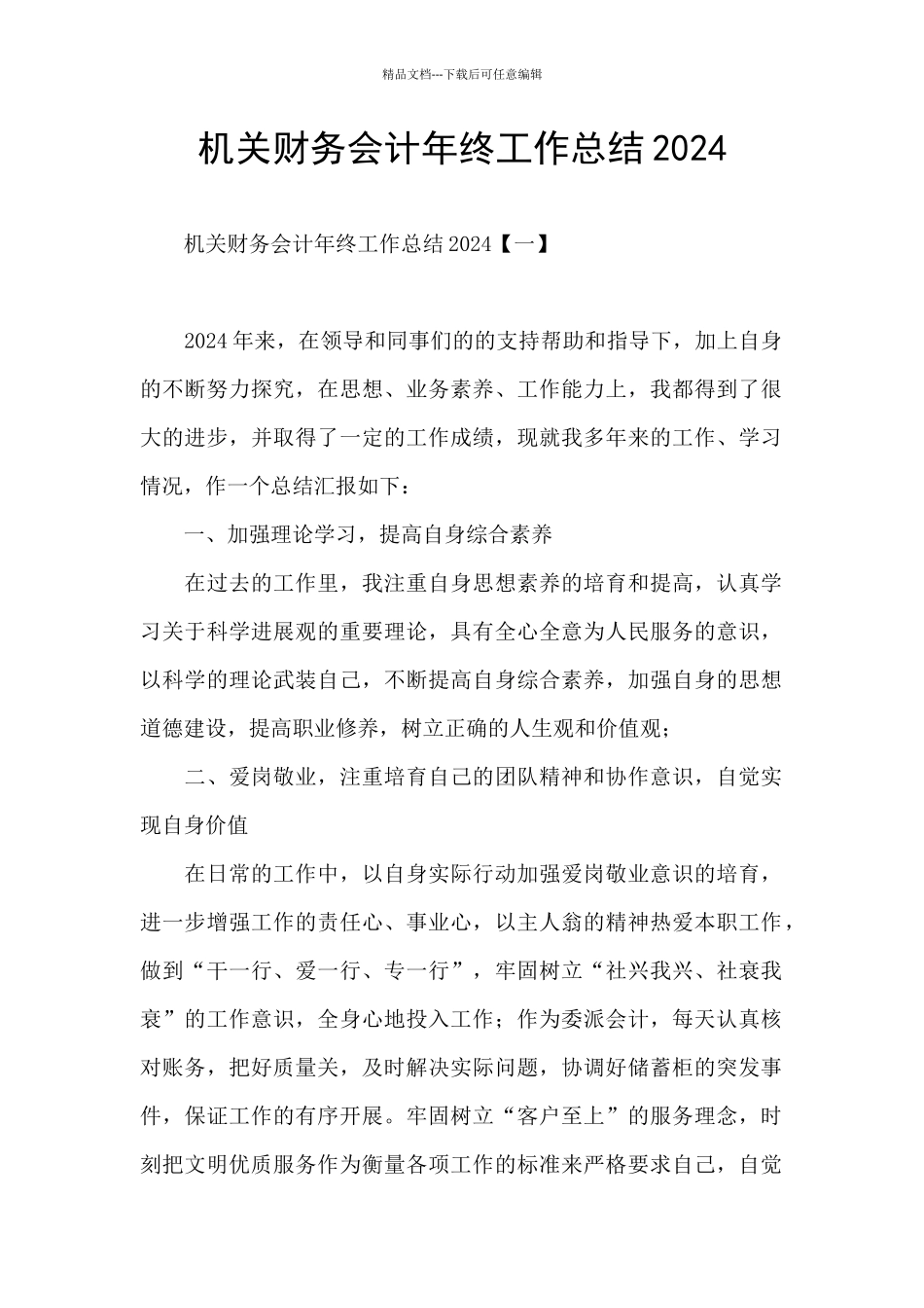 机关财务会计年终工作总结2024_第1页