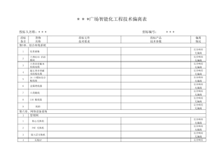 投标文件技术偏离表