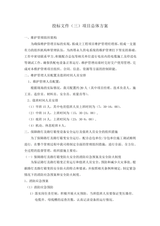 投标文件项目总体概况