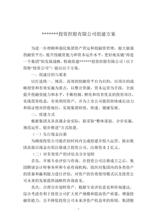 投资公司组建方案
