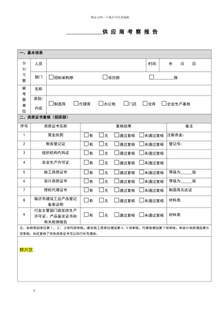 材料考察报告模板