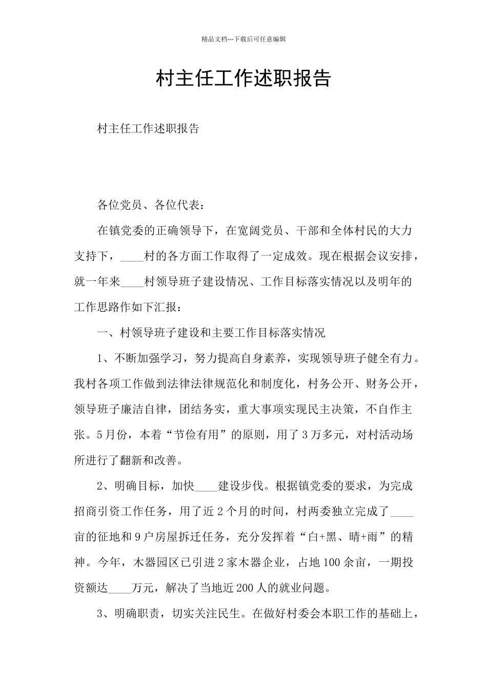 村主任工作述职报告_第1页