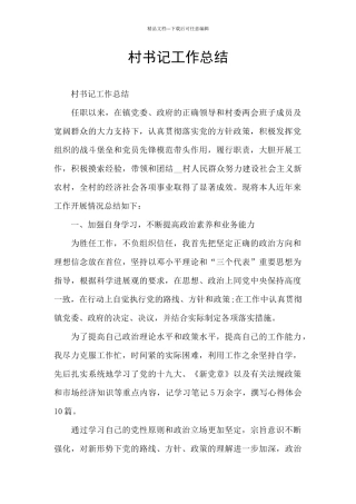村书记工作总结