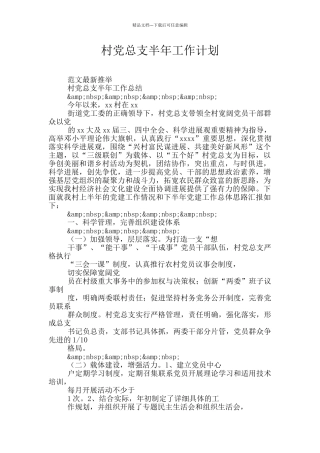 村党总支半年工作计划