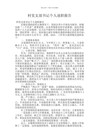 村党支部书记个人述职报告