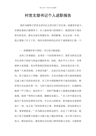 村党支部书记个人述职报告