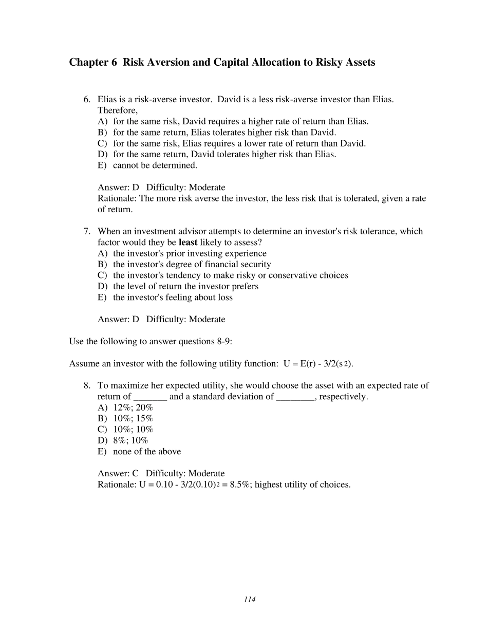 投资学第7版TestBank答案06_第3页