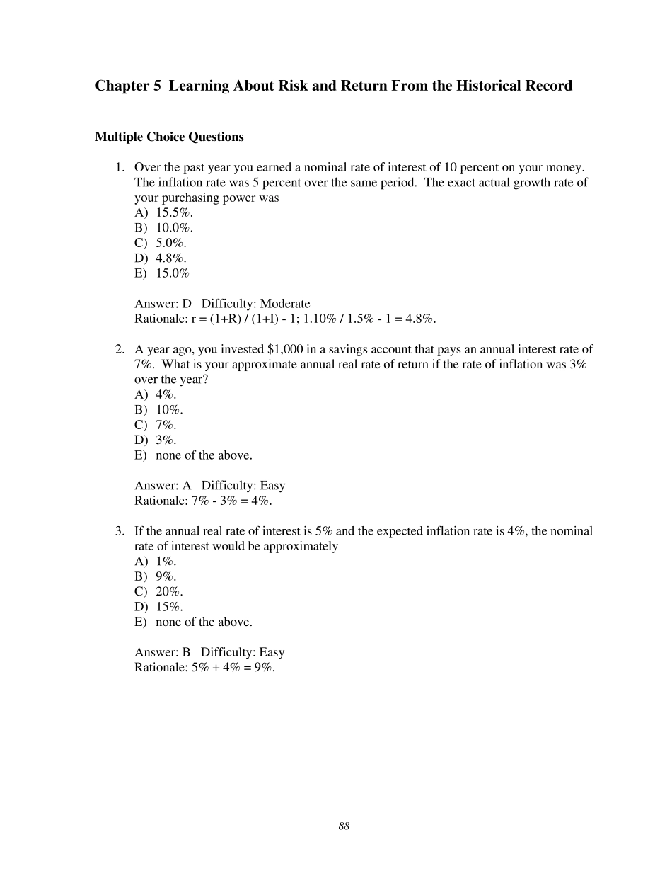 投资学第7版TestBank答案05_第1页
