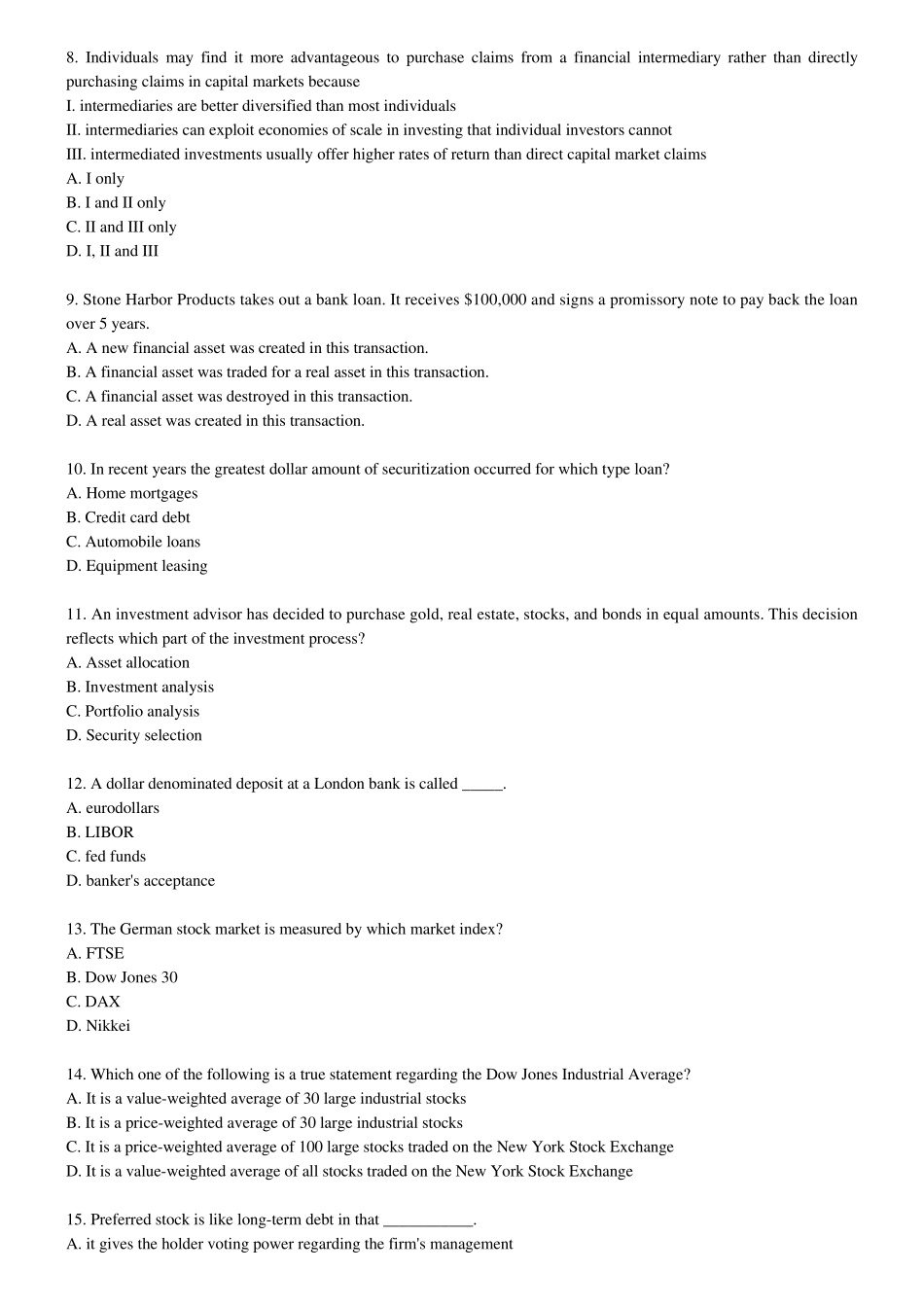 投资学选择题及答案英文版_第2页