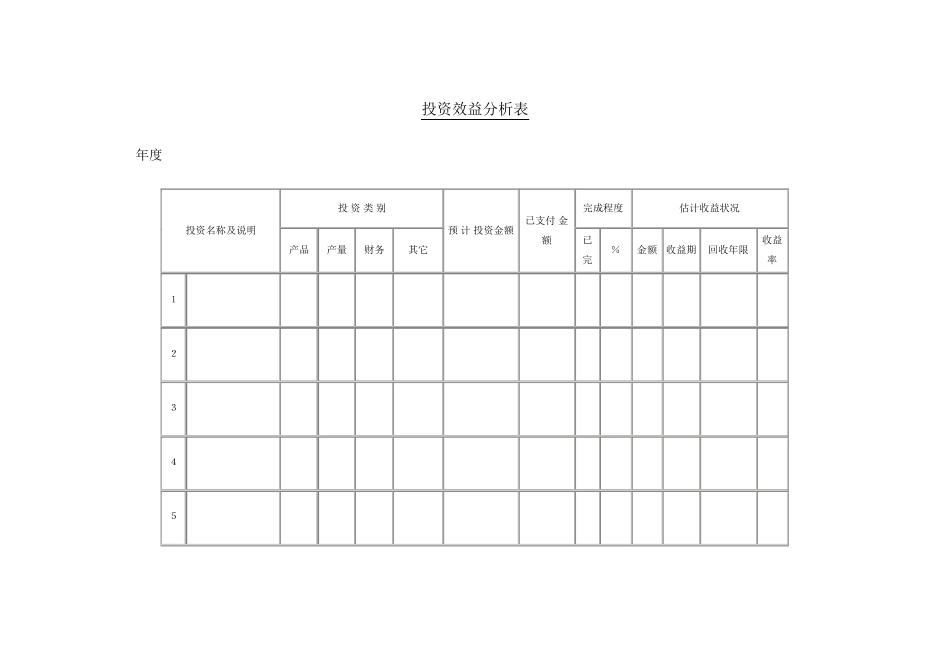 投资效益分析表_第1页