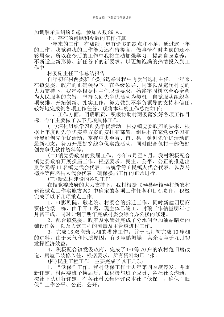村委副主任工作总结报告三篇_第2页