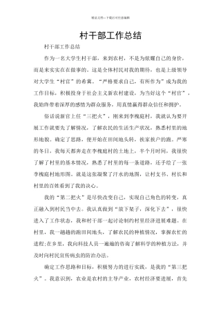 村干部工作总结