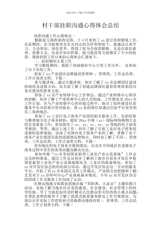 村干部挂职交流心得体会总结