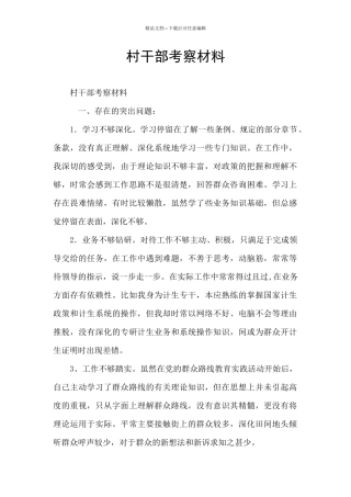 村干部考察材料