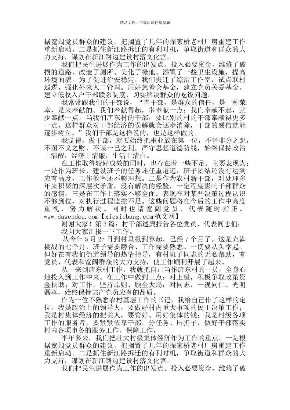 村干部述报告和年终总结_第3页