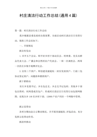 村庄清洁行动工作总结
