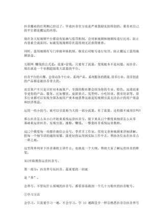 抖音团队运营推广策划方案