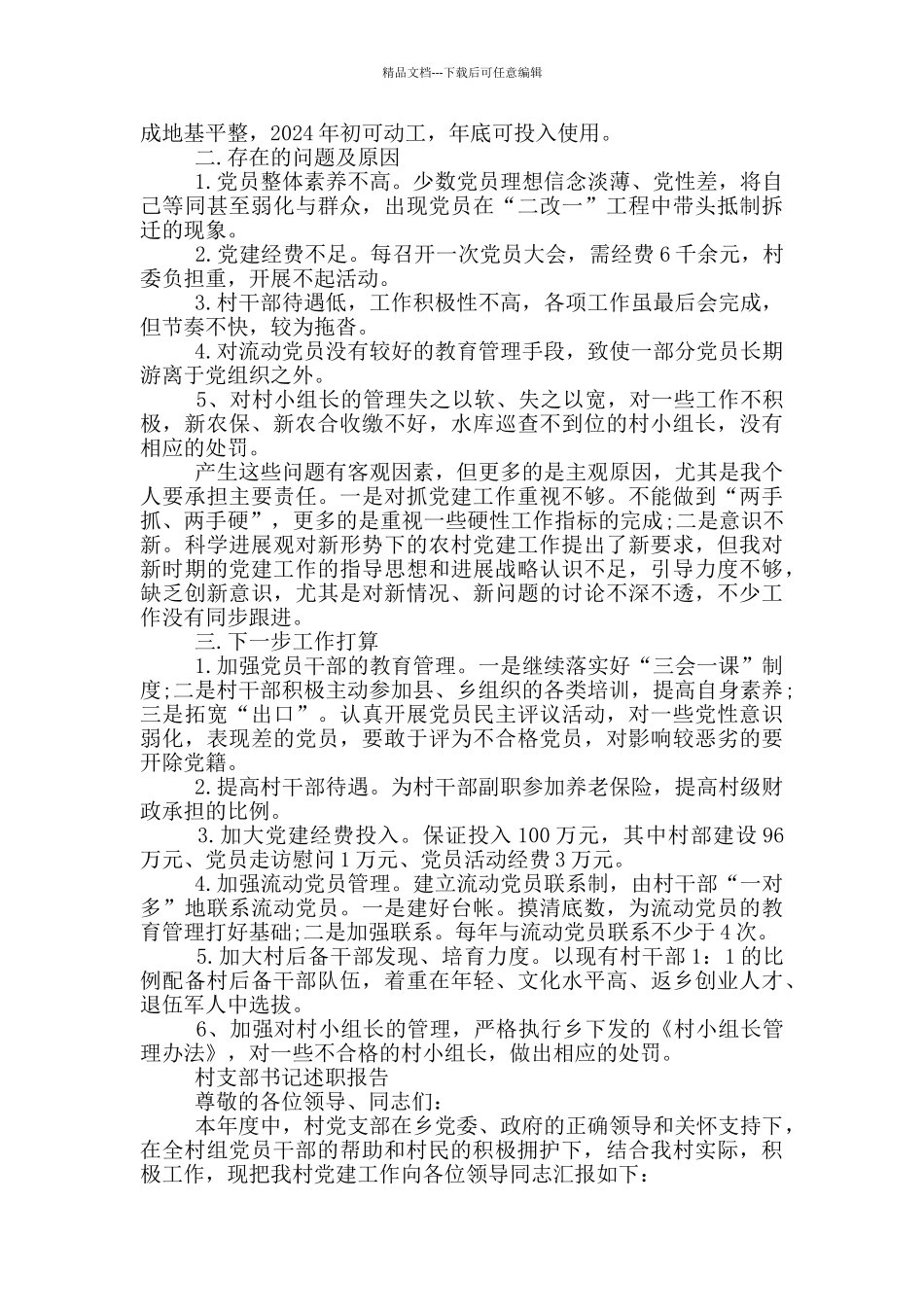 村支部书记述职报告最新_第3页