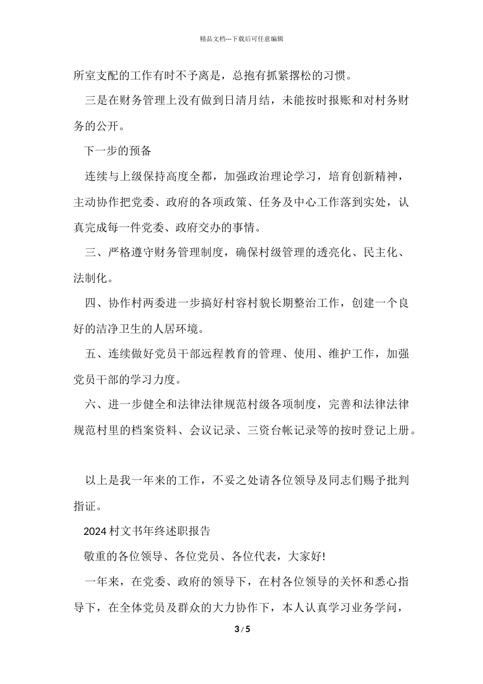 村文书年终述职报告_第3页