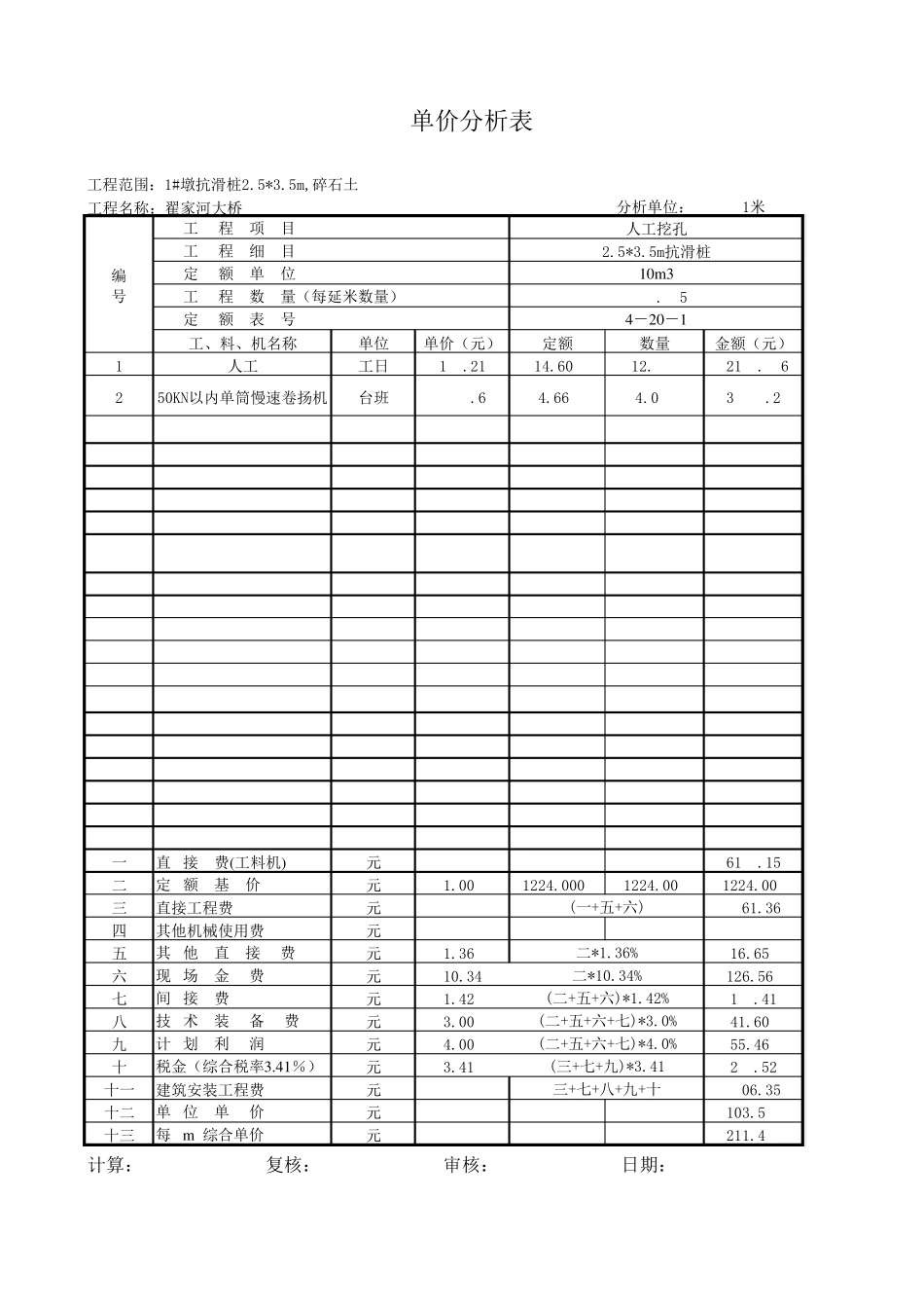 抗滑桩单价分析_第1页