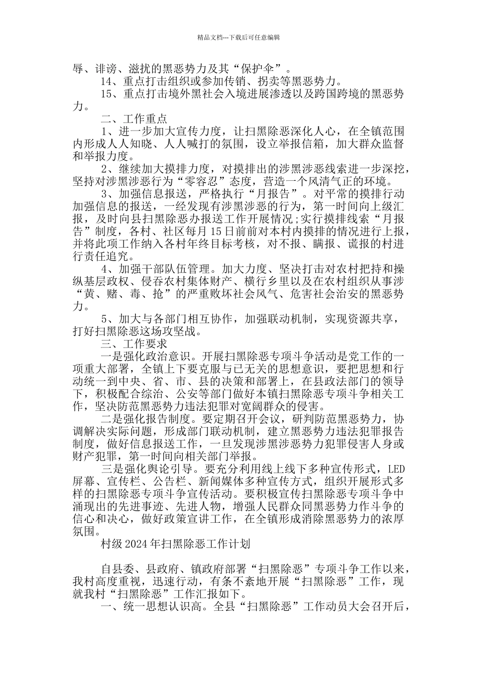 村级2024年扫黑除恶工作计划_第2页