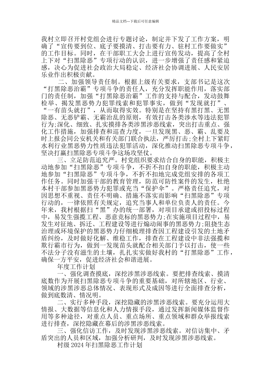 村级2024年扫黑除恶工作计划_第3页