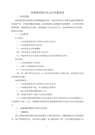 抗肿瘤药物不良反应处置预案终版