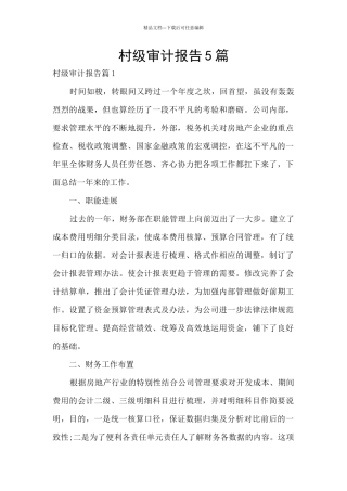 村级审计报告5篇