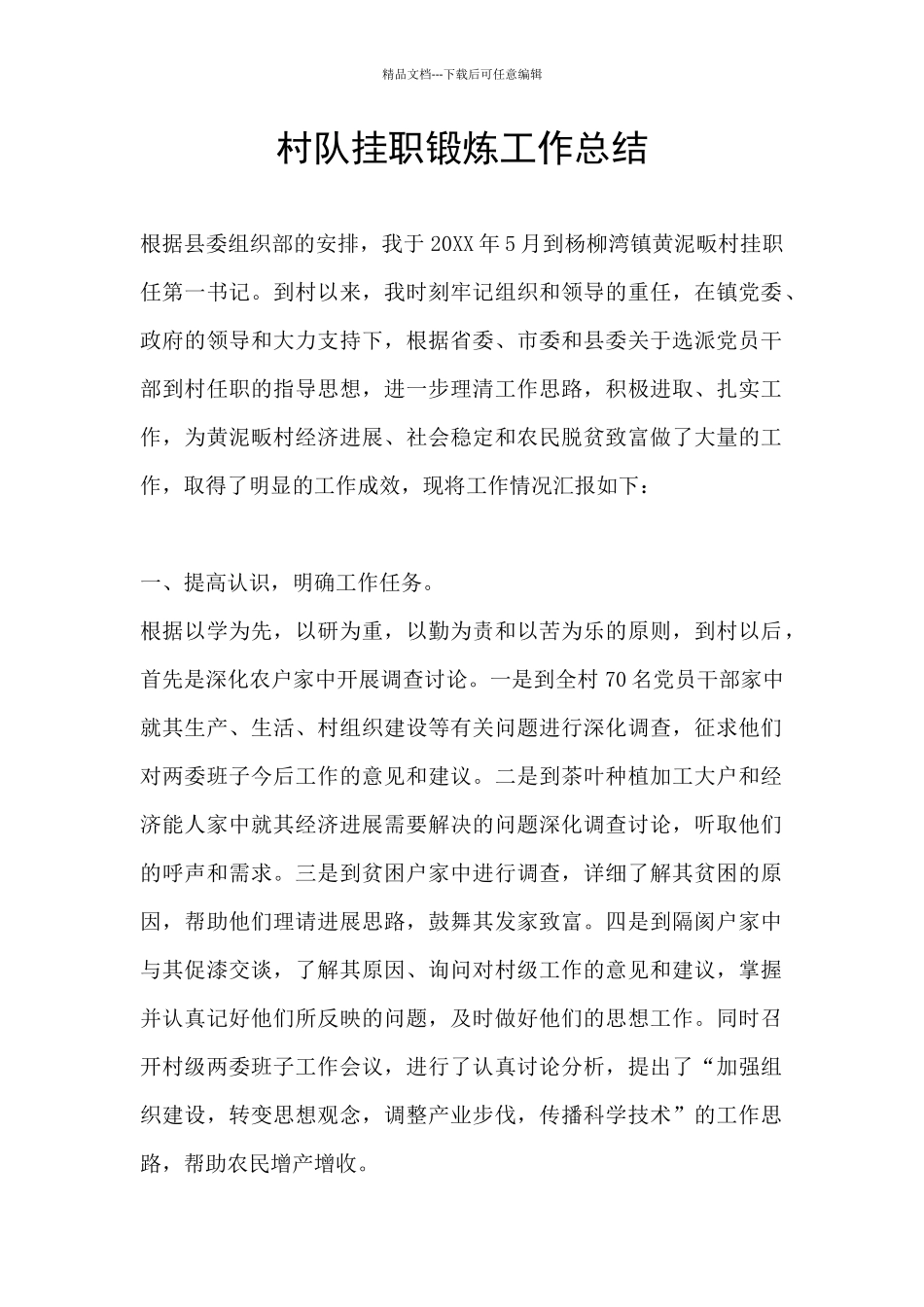 村队挂职锻炼工作总结_第1页