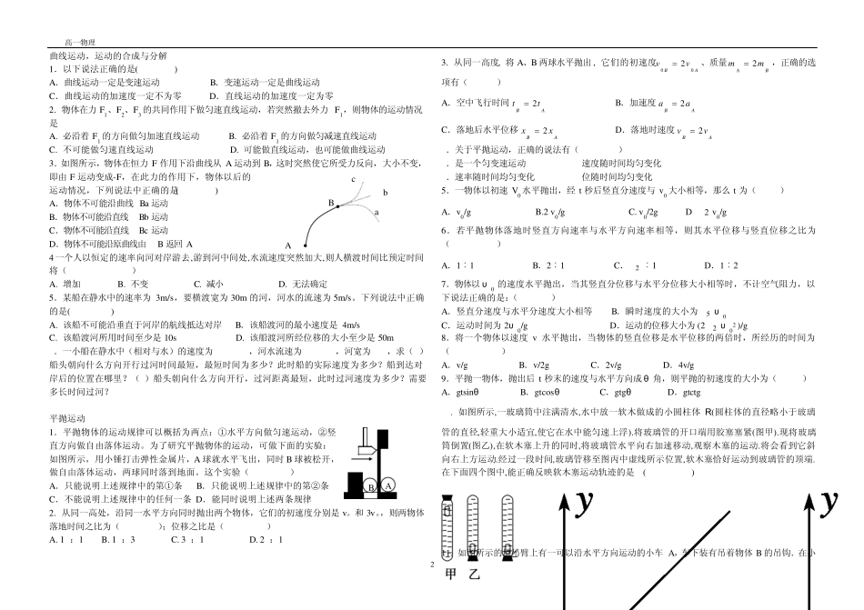 抛体运动圆周运动万有引力知识总结_第2页