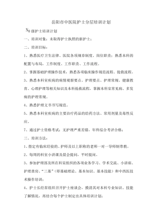 护士分层培训计划
