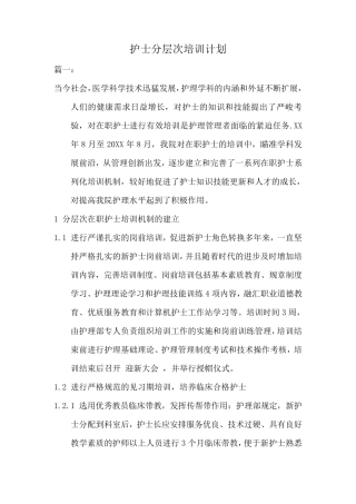 护士分层次培训计划