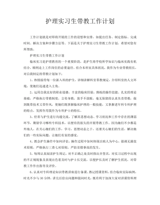 护理实习生带教工作计划
