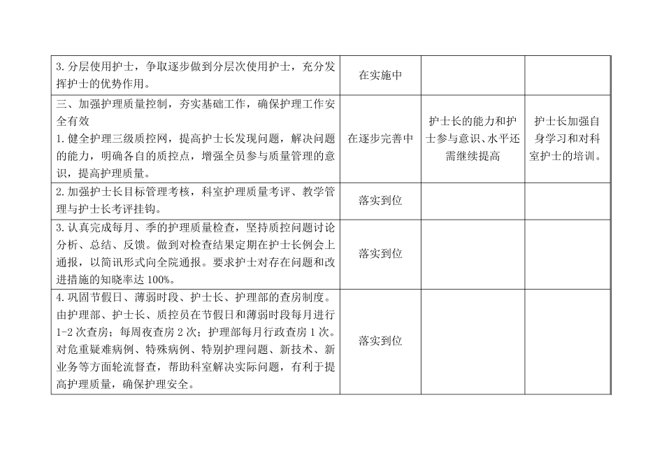 护理工作计划落实情况分析表_第2页